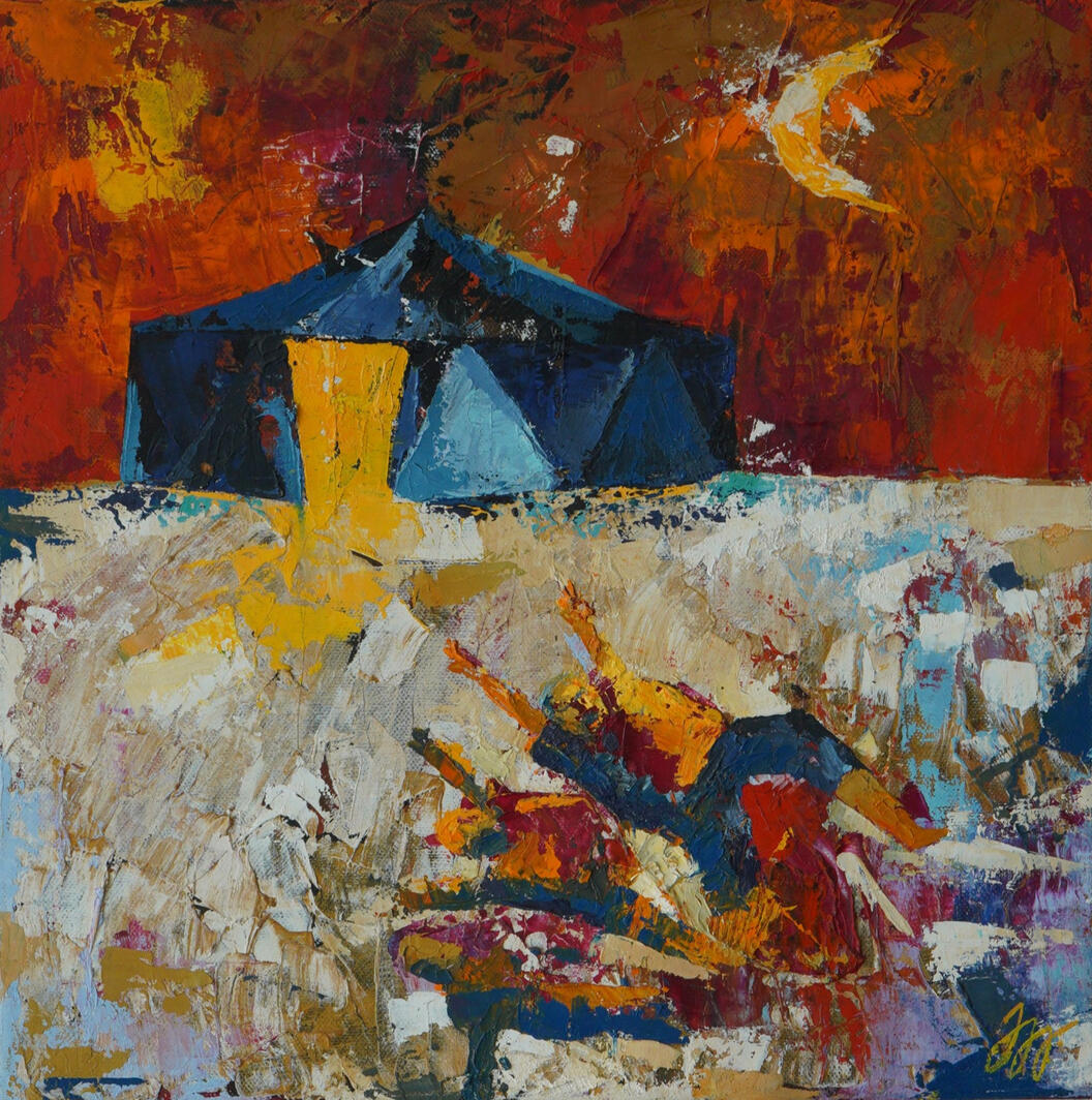 Cirkus, 30x30cm, olej na plátně, 2018, 2 500,-kč