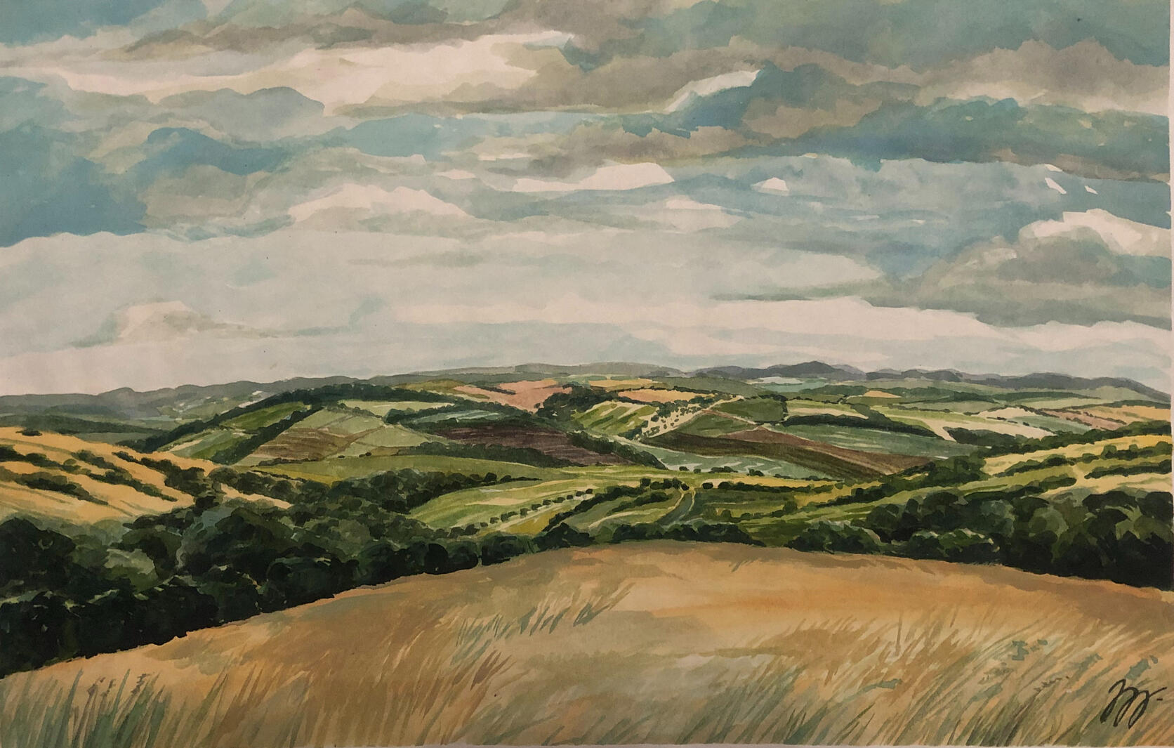 Horňácko - před deštěm, 30x47,5cm, 2025, 2 600,-kč